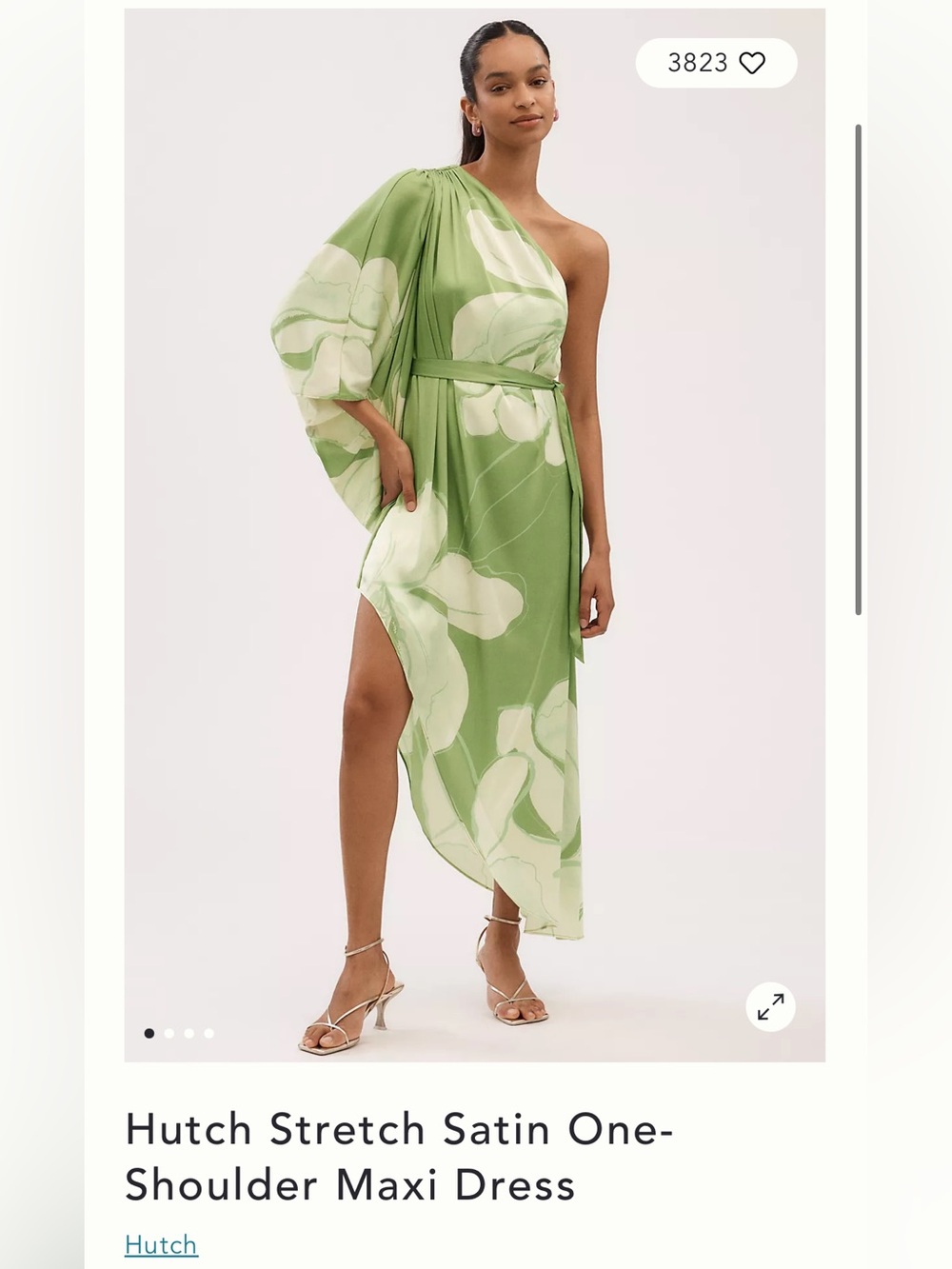 Hutch One-Shoulder Green and Cream Floral Maxi Dress